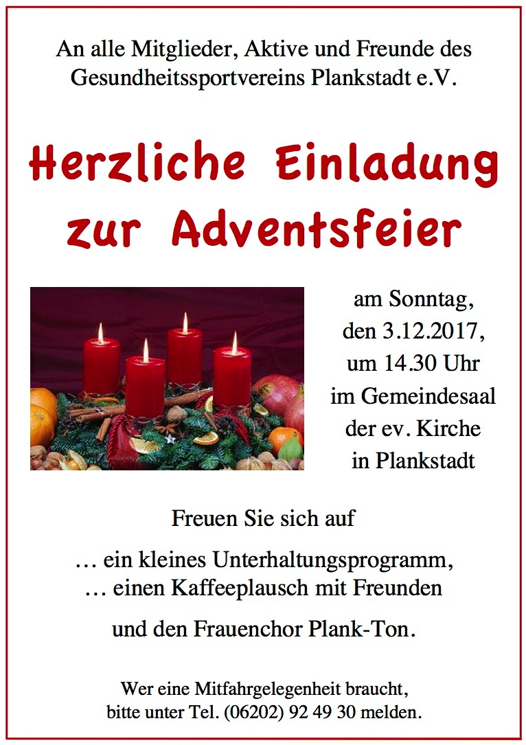 Einladung zur Adventsfeier